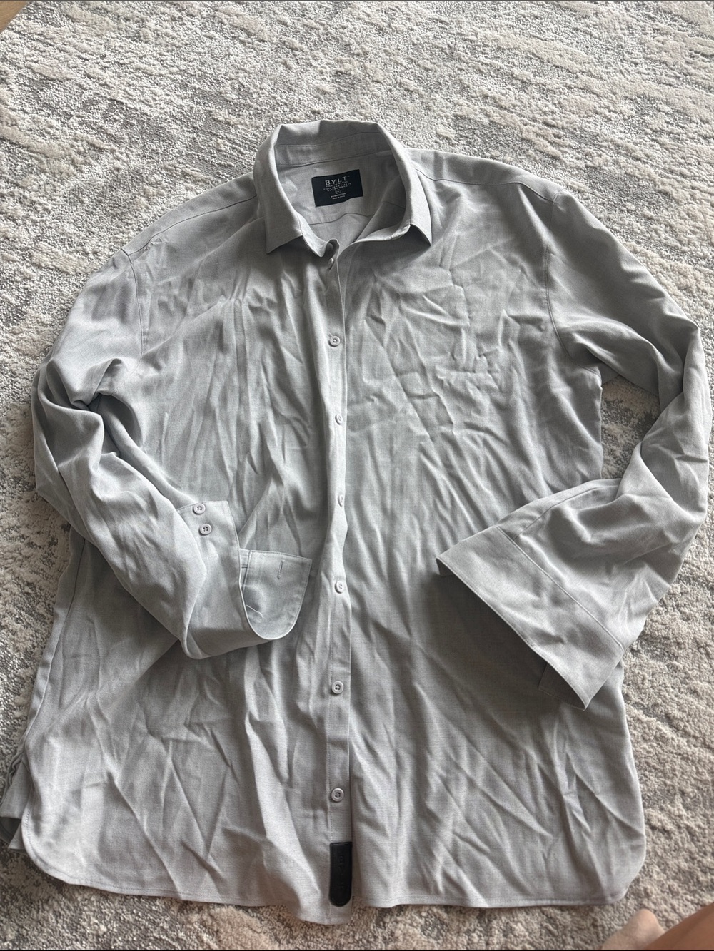 BYLT Basics Men's Light Gray Casual Button-Down Shirt
